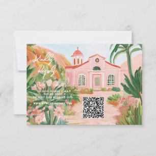 Pink Mexico Destination QR Code RSVP Card