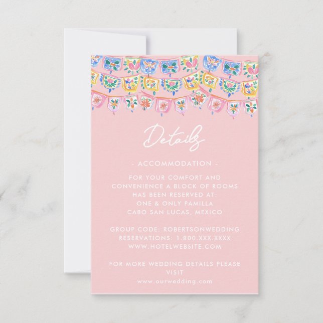 Pink Mexico Destination  RSVP Card (Front)