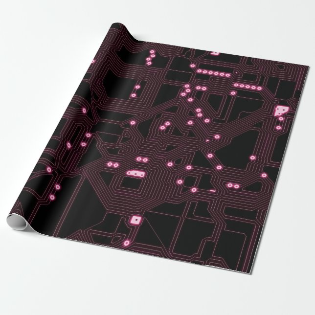 pink micro chip circuit backgroundbackground,3d,ab wrapping paper (Unrolled)