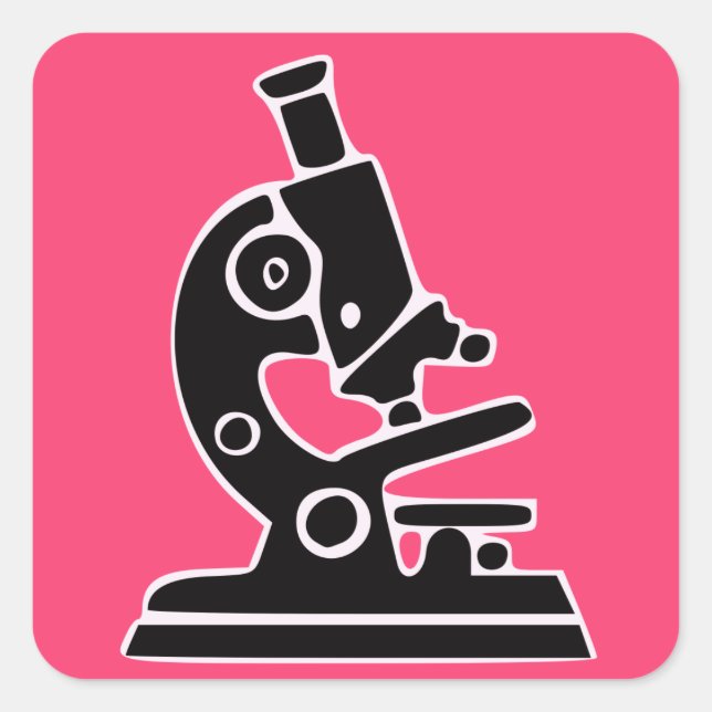 Pink Microscope Square Sticker (Front)
