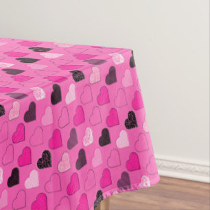 Pink Mid Century Modern Hearts Tablecloth