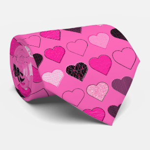 Pink Mid Century Modern Hearts Tie