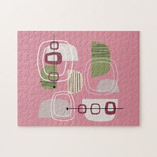 Pink Mid Century Modern Rocks Jigsaw Puzzle