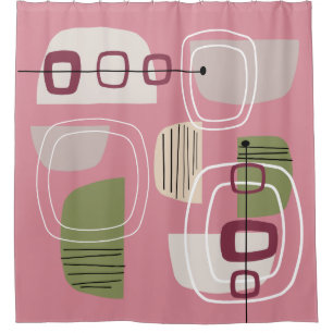 Pink Mid Century Modern Shower Curtain