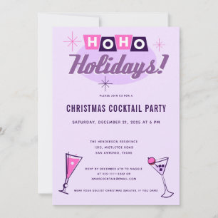 Pink Midcentury Modern Christmas Cocktail Party Invitation