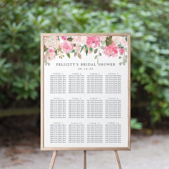 Pink Midsummer Floral Bridal Shower Seating Chart (Creator Uploaded)