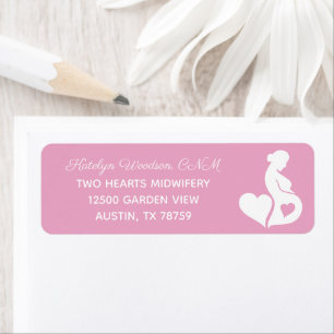 Pink Midwife Doula or OBGYN Return Address Label