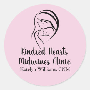 Pink Midwife Services Mom & Baby Birth Center Classic Round Sticker