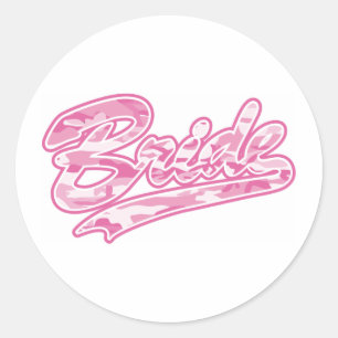 Pink Military Bride Camouflage Classic Round Sticker