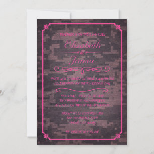 Pink Military Vintage Wedding Invitations