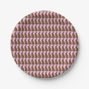 Pink Milk Chocolate Easter Bunny Rabbit Bunnies Paper Plate