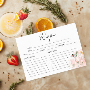 Pink Mimosa Bridal Shower Recipe Card