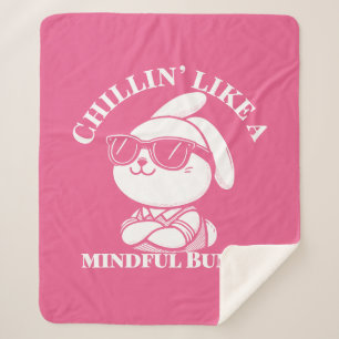 Pink "Mindful Bunny" Cosy Sherpa Blanket