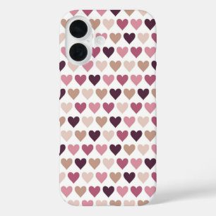 Pink Mini Hearts and Plum Romantic Love Motif iPhone 16 Case