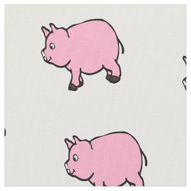 Pink Mini Pigs Fabric (Close Up)