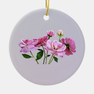 Pink Miniature Roses Ceramic Ornament
