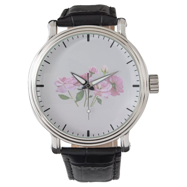 Pink Miniature Roses Watch (Front)