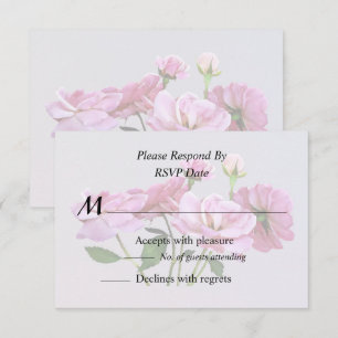 Pink Miniature Roses Wedding Supplies RSVP Card
