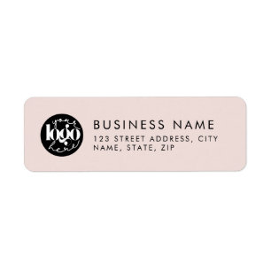 Pink Minimal Custom Business Logo Return Address  Label
