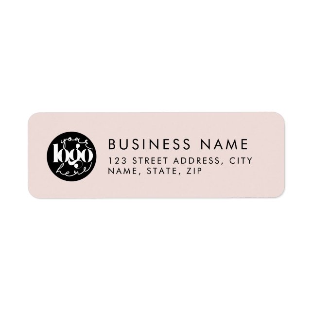 Pink Minimal Custom Business Logo Return Address  Label (Front)