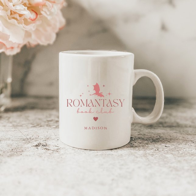 Pink Minimal Custom 'Romantasy' Book Lovers' Coffee Mug (Creator Uploaded)