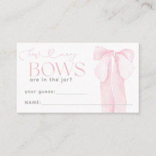 Pink Minimal Girl Baby Shower Guess Bows Enclosure Card