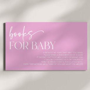 Pink Minimal Minimalist Baby Shower Books For Baby Enclosure Card