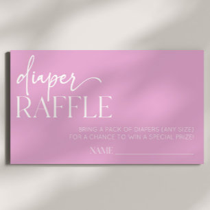 Pink Minimal Minimalist Baby Shower Diaper Raffle Enclosure Card
