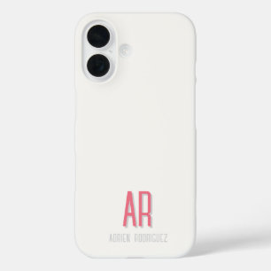 Pink Minimal Monogram Initial iPhone 16 Case