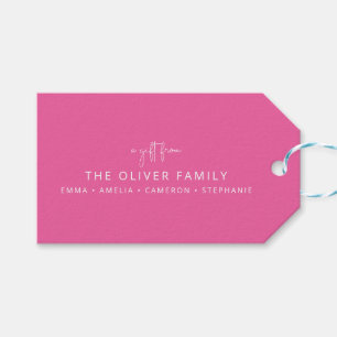 Pink Minimal Personalised A Gift From Family Name Tags