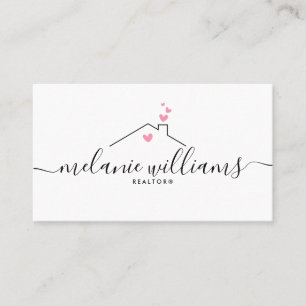 Pink Minimal Realtor Business Card
