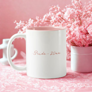 Pink Minimal Script Bridal Year Two-Tone Coffee Mug