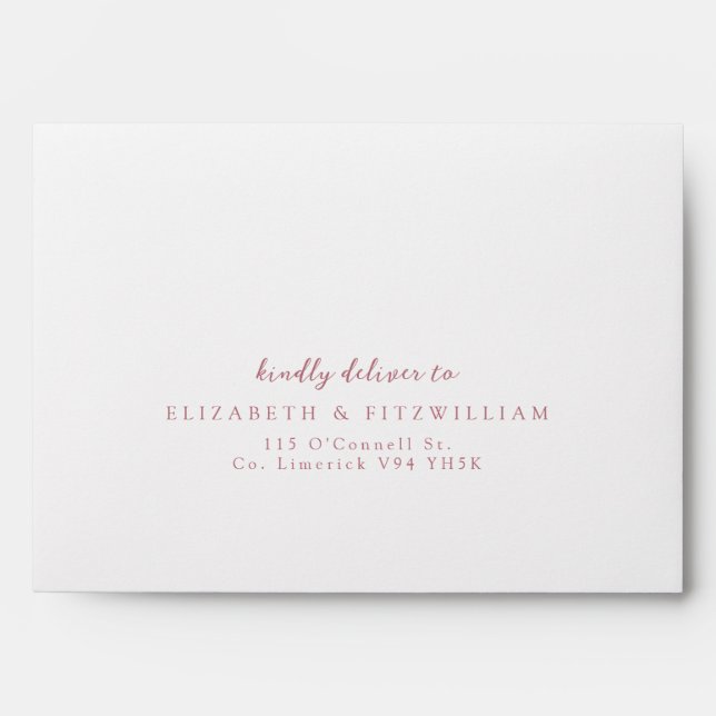 Pink Minimal Script Self-Addressed Cherry Blossom  Envelope (Front)
