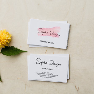 Pink Minimalist and Feminine Makeup Artist Business Card