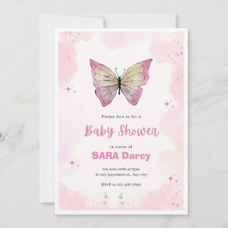 Pink  Minimalist Baby Shower Invitation