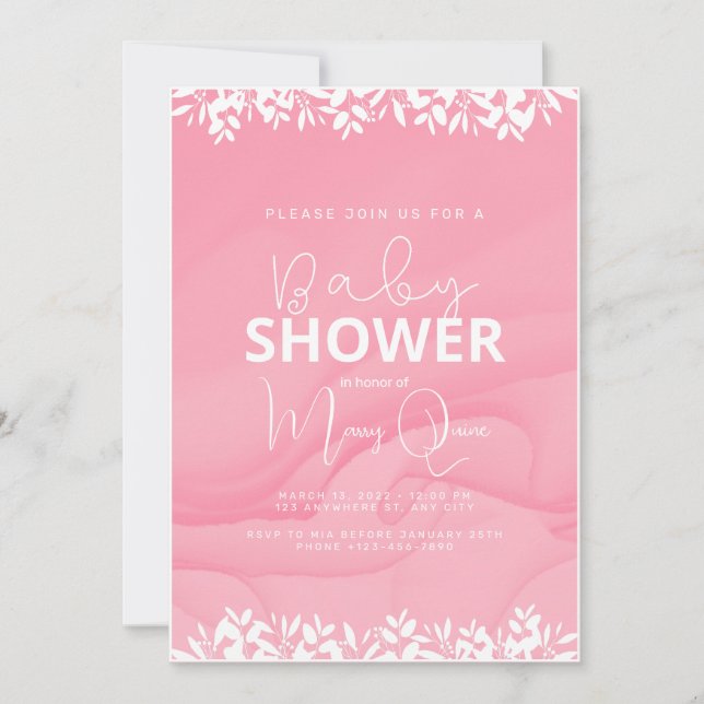 Pink Minimalist Baby Shower Invitation (Front)