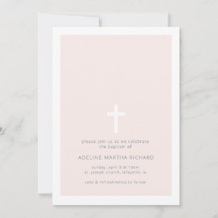 Pink Minimalist Baptism Invitation