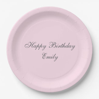 Pink Minimalist Birthday Party Paper Plates