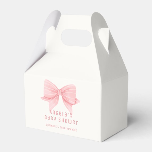 Pink Minimalist Bow Tie Baby Shower Favour Box (Front Side)