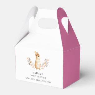 Pink Minimalist Bunny Wildflower Baby Shower Favour Box
