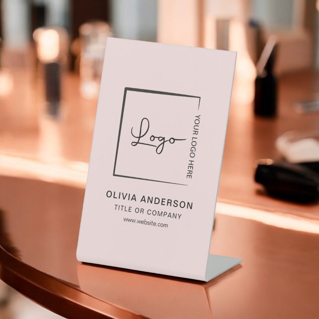 Pink Minimalist Business Logo Professional Modern Pedestal Sign (Creator Uploaded)