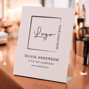 Pink Minimalist Business Logo Professional Modern Pedestal Sign