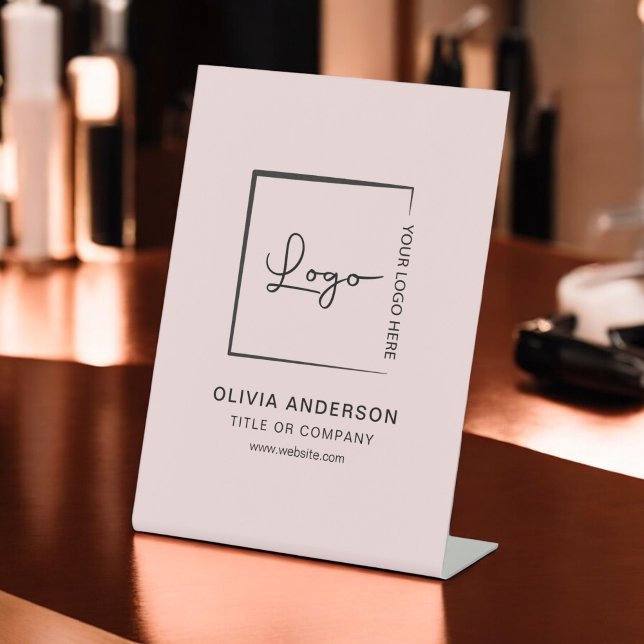 Pink Minimalist Business Logo Professional Modern Pedestal Sign (Creator Uploaded)