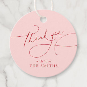 Pink Minimalist Elegant Script Thank You Favour Tags