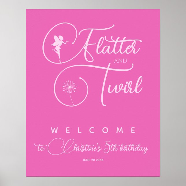 Pink Minimalist Fairy Welcome  Poster (Front)