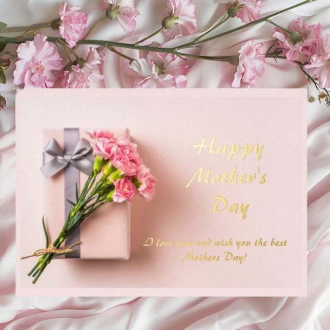 Pink Minimalist Flower Happy Mother's Day Foil Holiday Card (Creator Uploaded)