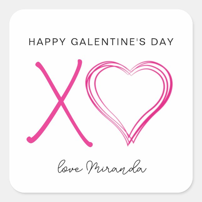 Pink Minimalist Galentines Day  Square Sticker (Front)