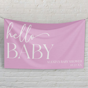 Pink Minimalist Hello Baby Baby Shower Banner