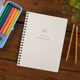 Pink Minimalist Lotus Monogram Notebook