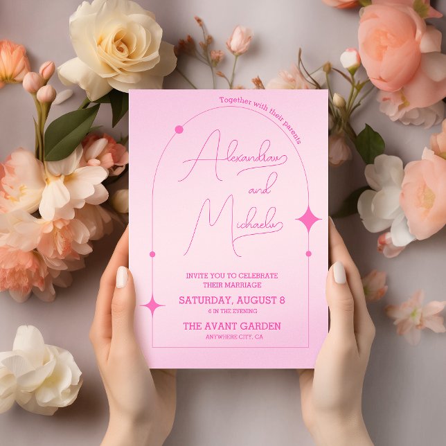 Pink Minimalist Modern Elegant Wedding  Invitation (Creator Uploaded)